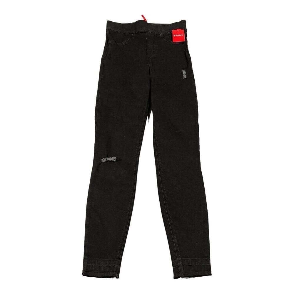 NWT Spanx Distressed Ankle Skinny Denim‎ Leggings Vintage Black Size XS